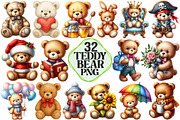 Teddy Bear Clipart, an Illustration by Pixels.Craft (Thumbnail 1 of 7)