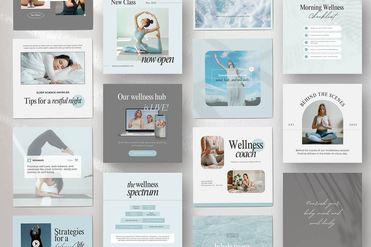 Wellness Instagram Post Templates, a Social Media Template by DigiPax (Photo 6 of 10)