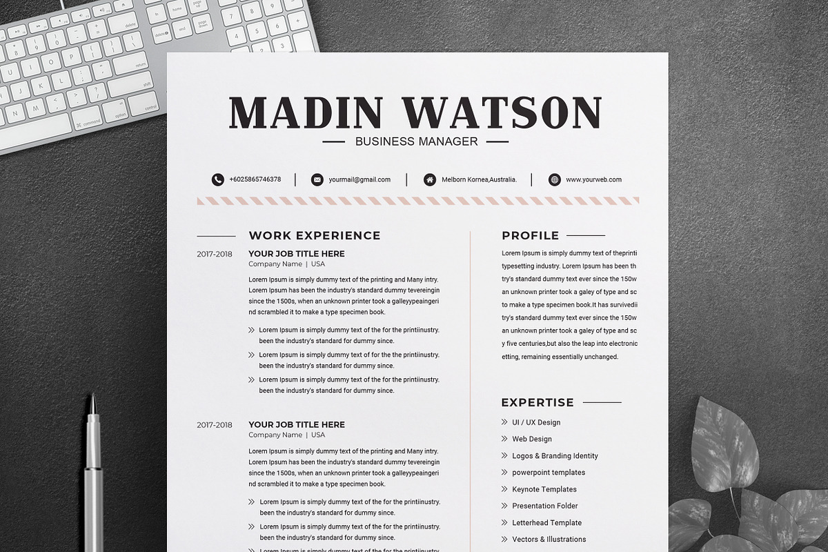 Simple Professional Resume Template, a Resume Template by ResumeInventor (Photo 1 of 6)