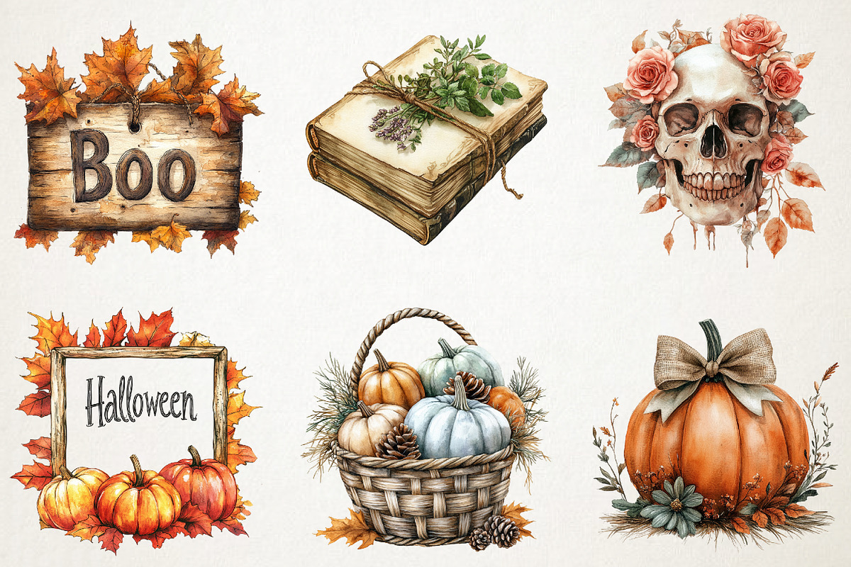Soft Rustic Halloween Clipart, an Illustration by RobertsArt (Photo 6 of 7)