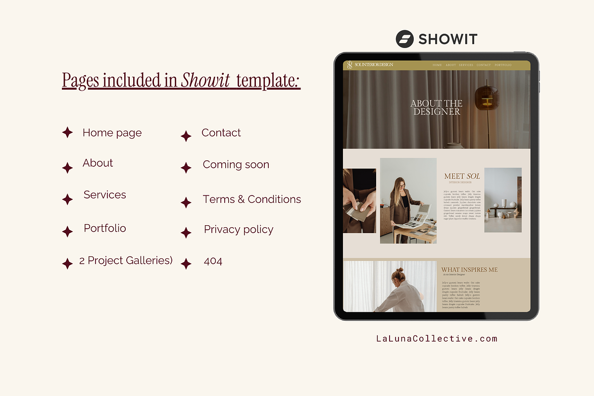 Interior Designer Showit Template, a Landing Page Template by La Luna Collective Design (Photo 3 of 5)