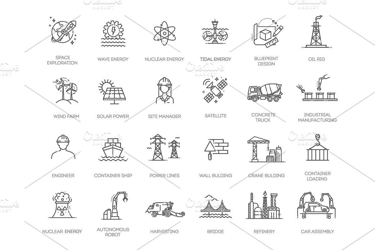 Industrial Activity icons Pack, an Outline Icon by Tettygreen (Photo 2 of 2)