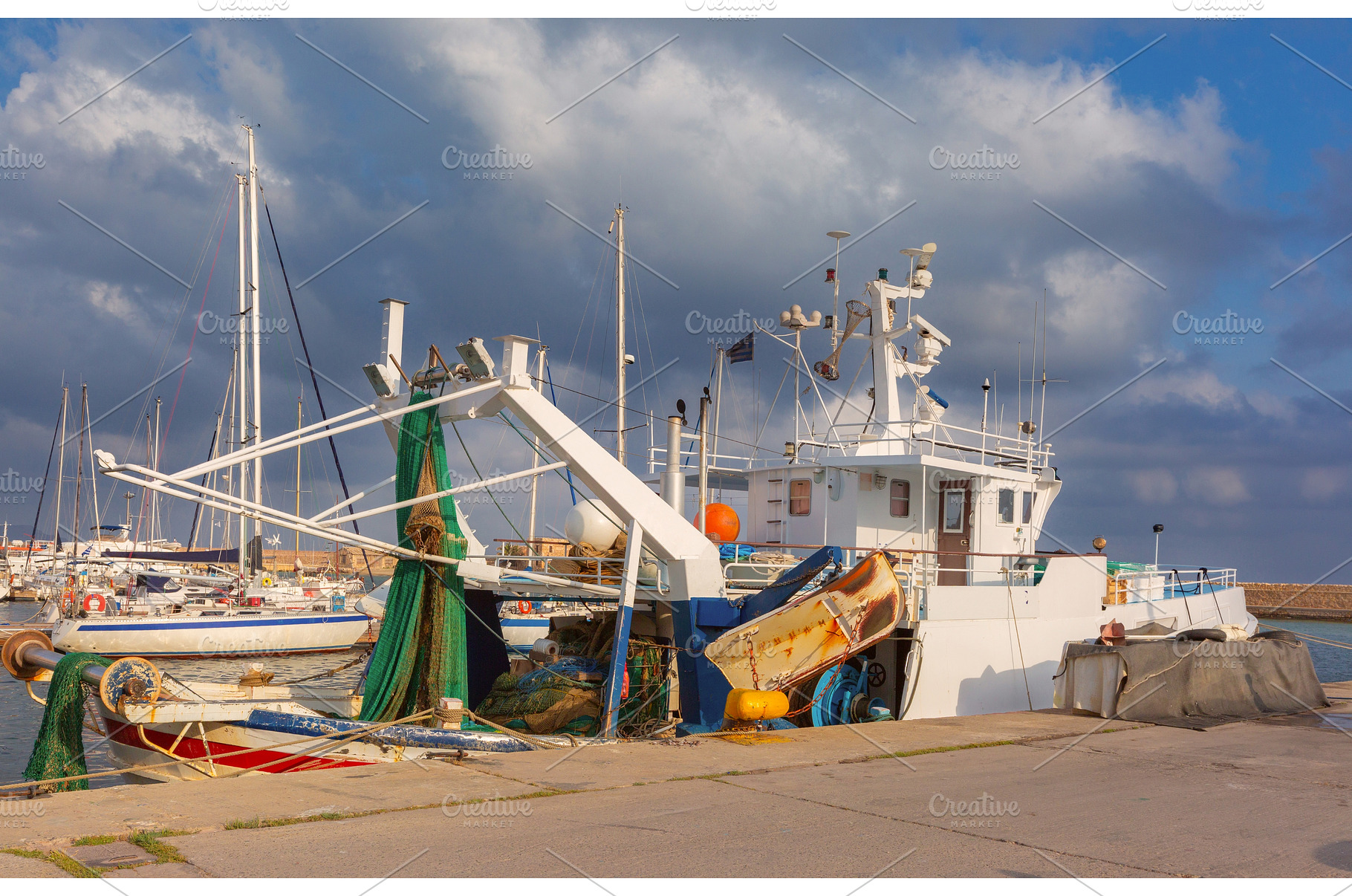 Fishing boat in Chania harbor, Crete, a Transportation Photo by kavalenkava