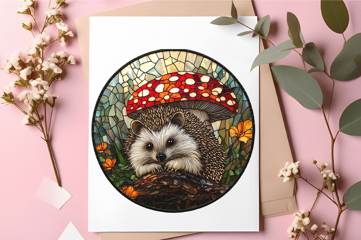 Spring Hedgehog Stained Glass Bundle, an Illustration by RobertsArt (Photo 2 of 5)