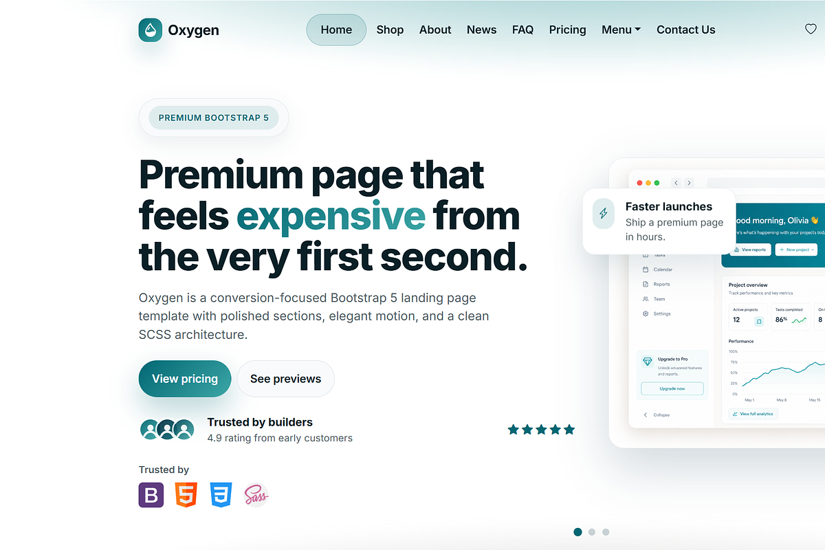 Oxygen Aura Bootstrap 5 Template, a Bootstrap Template by GeorgeMichel (Photo 2 of 11)