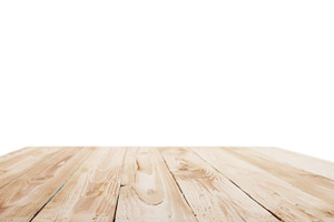 Wooden surface on blank white background.