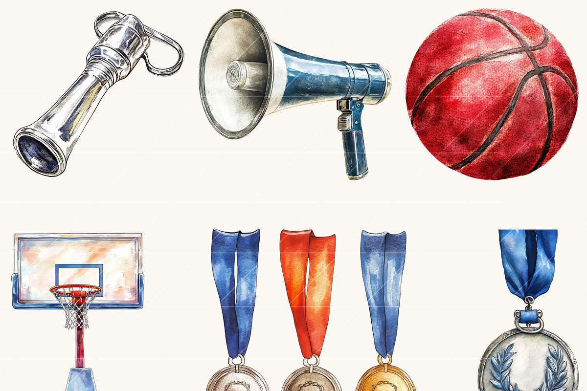 Watercolor Basketball Clipart Bundle, a Sport Illustration by Design Scotch