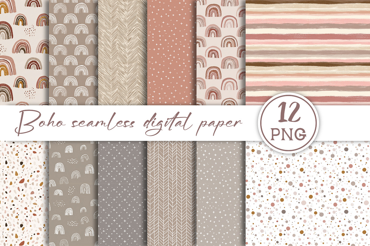 Boho Seamless Digital Paper, a Pattern Graphic by Libby Wishes (Photo 1 of 5)