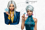 Modern Winter girls cliparts, a Seasonal Illustration by ThatsDesignArt (Thumbnail 7 of 18)
