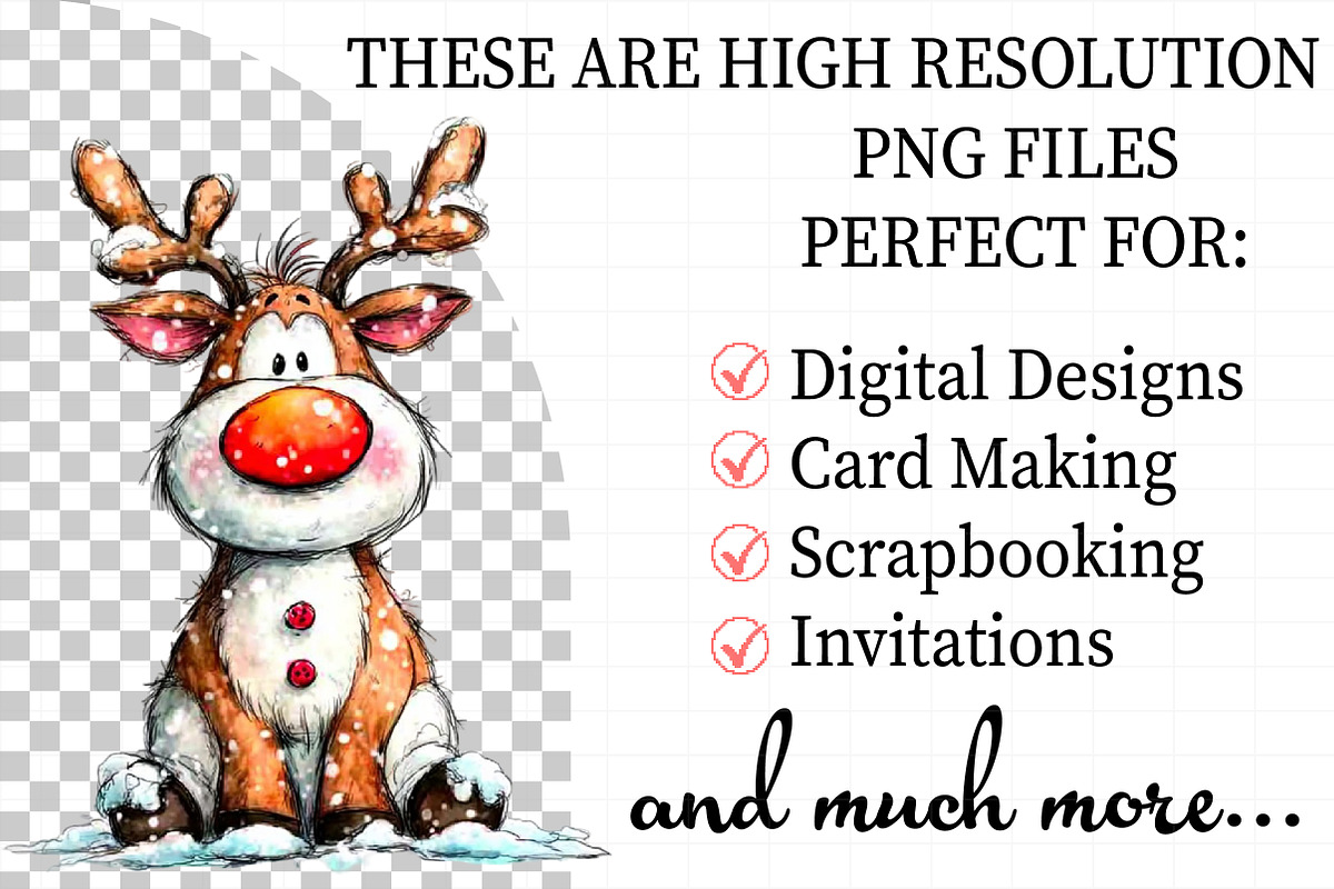 Funny Christmas Reindeer Clipart, an Illustration by Daily.Designs (Photo 2 of 5)