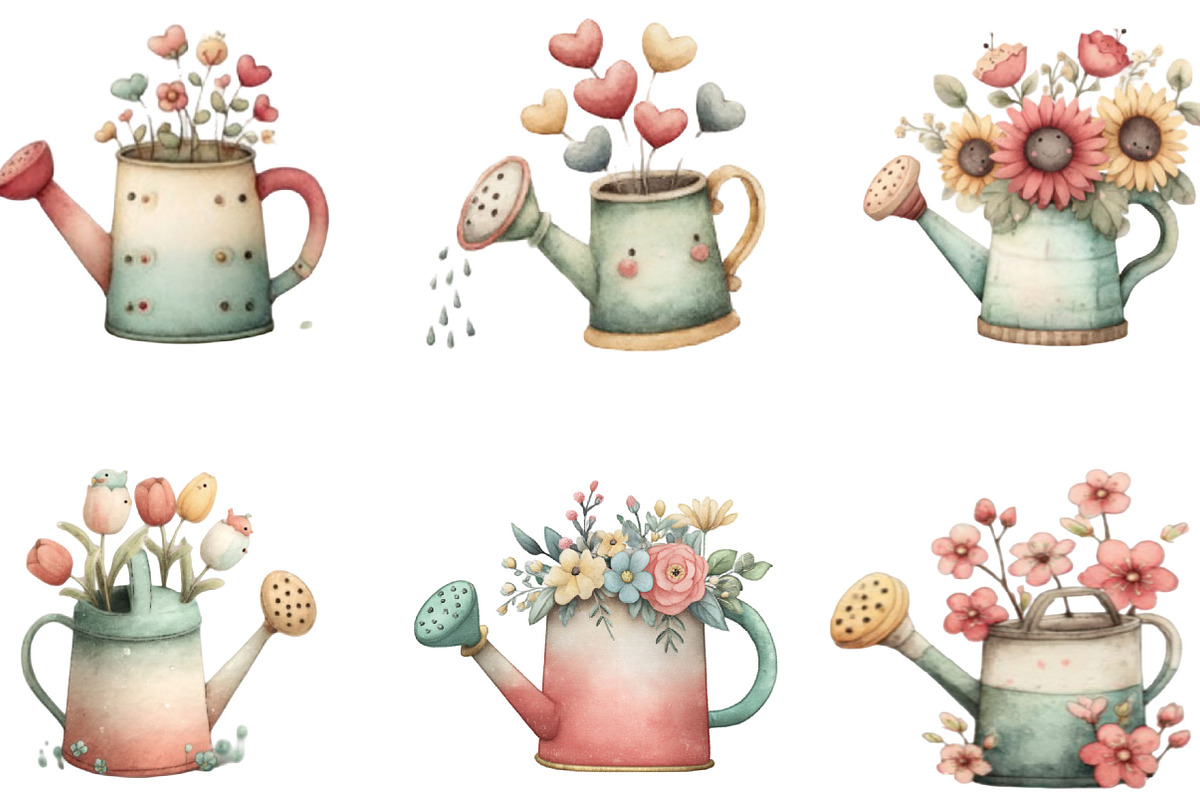 Watercolor Watering Can Clipart, an Illustration by Designking (Photo 2 of 5)