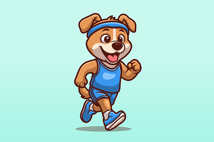 Running Dog Cartoon Character, an Animal Illustration by Gumrega Studio