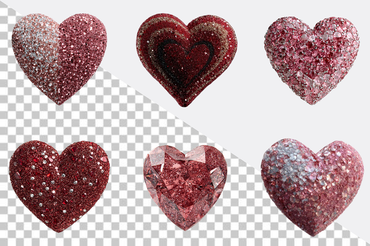 Diamond Glitter Valentine Heart PNG, an Illustration by SVGArt (Photo 4 of 8)