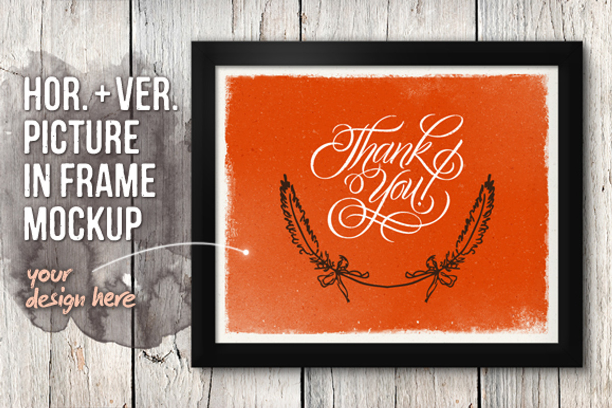 Picture in black frame mockup (.psd), a Print Template by Frisk Shop (Photo 1 of 5)