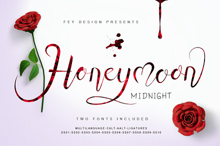 Honey Moon Midnight - Two Fonts, a Script Font by FHFont