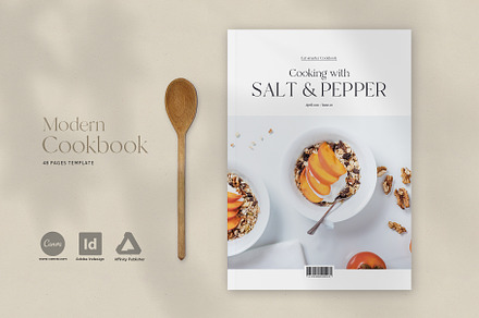 Cook- and Recipebook / Canva + Indd, a Brochure Template by Imagination Area