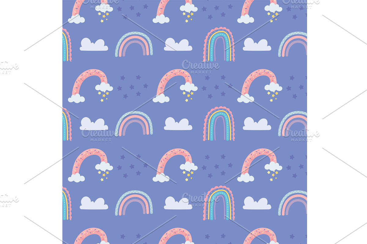 cute rainbow pattern, a Texture Illustration by studiogstock