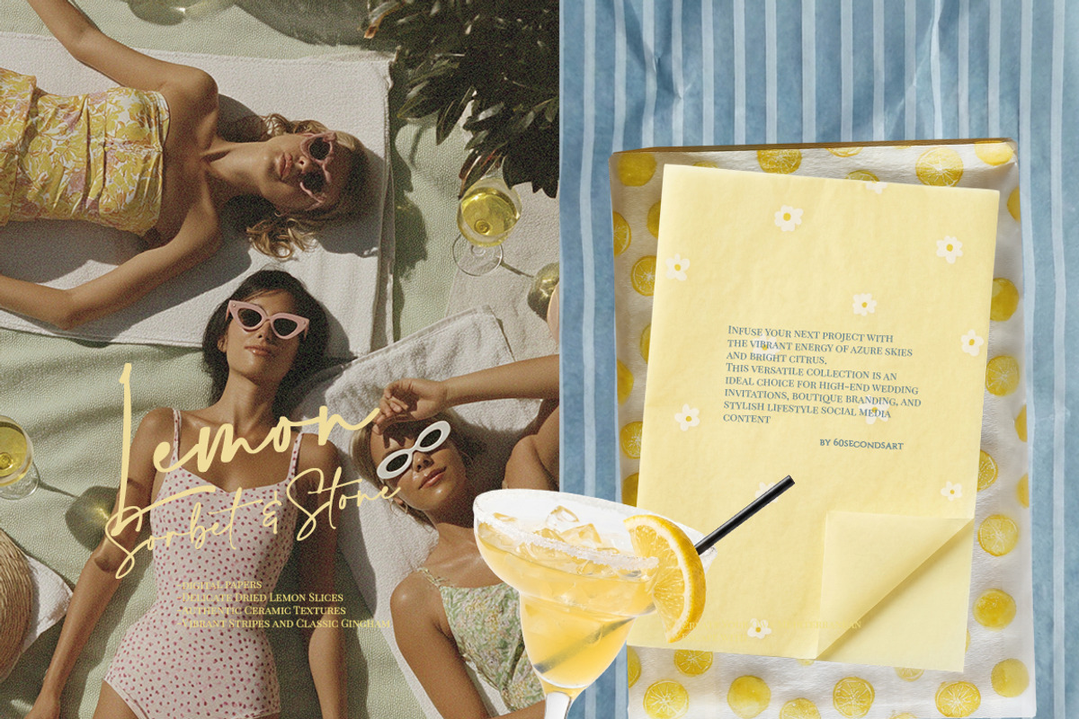 Lemon Sorbet - Amalfi digital papers, an Object Graphic by 60secondsArt (Photo 5 of 13)