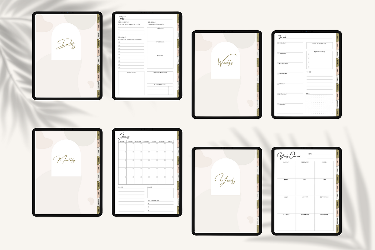 Undated Digital Life Planner iPad, a Templates & Theme by HoneyGlowStudioCo (Photo 3 of 9)