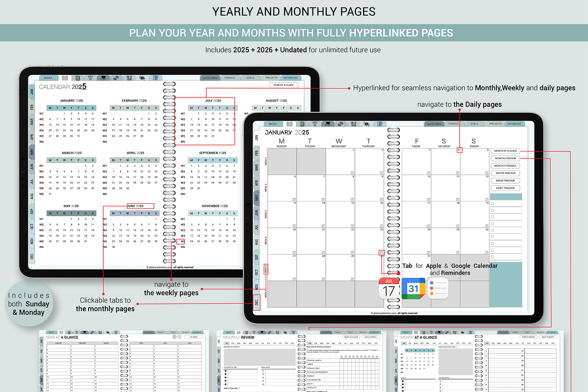 Ultimate Digital Planner Blue Editio, a Branding & Logo Template by Plamarplanners (Photo 2 of 10)