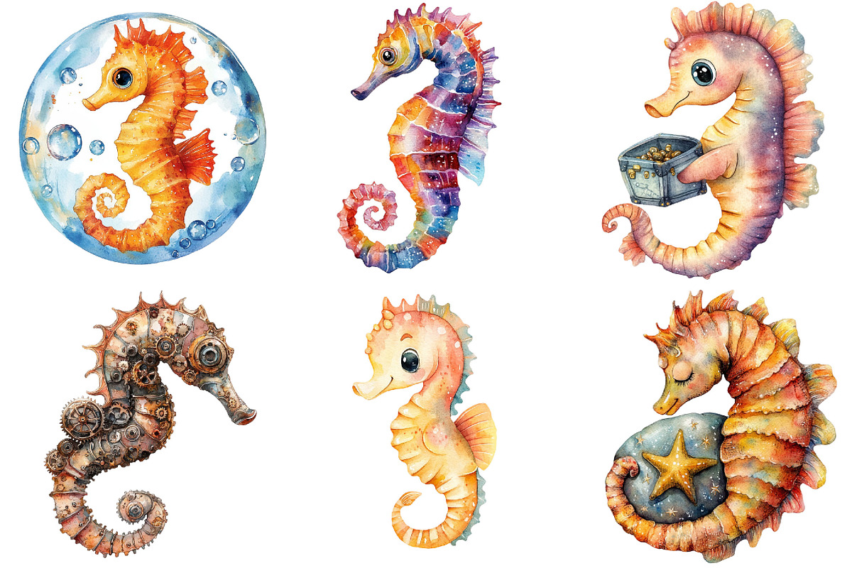 Magical Seahorse Ocean Art Bundle, an Illustration by Pixels.Craft (Photo 3 of 7)