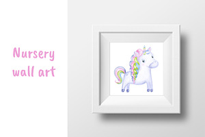 Cute Unicorn Clipart, Nursery Decor