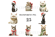 25 Christmas Cat Clipart, an Animal Illustration by Pati Charm Studio (Thumbnail 3 of 8)