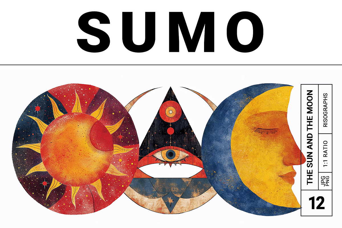 Sumo Collection · The Moon + The Sun, a Decorative Illustration by milatovar (Photo 1 of 15)