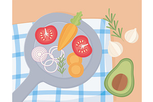 pan with vegetables, a Food Illustration by studiogstock