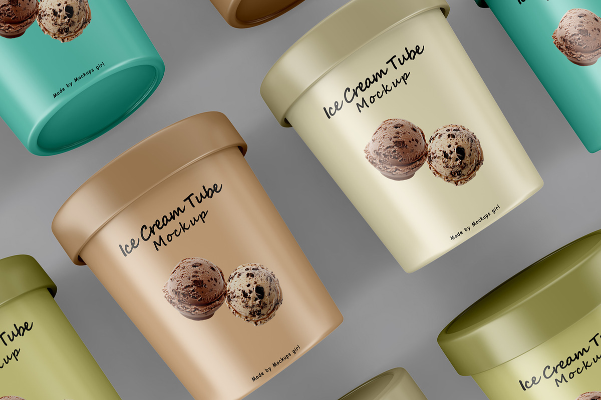 Ice cream tube Packaging Mockup set, a Cups & Container Mockup by Mockups Girl (Photo 5 of 5)