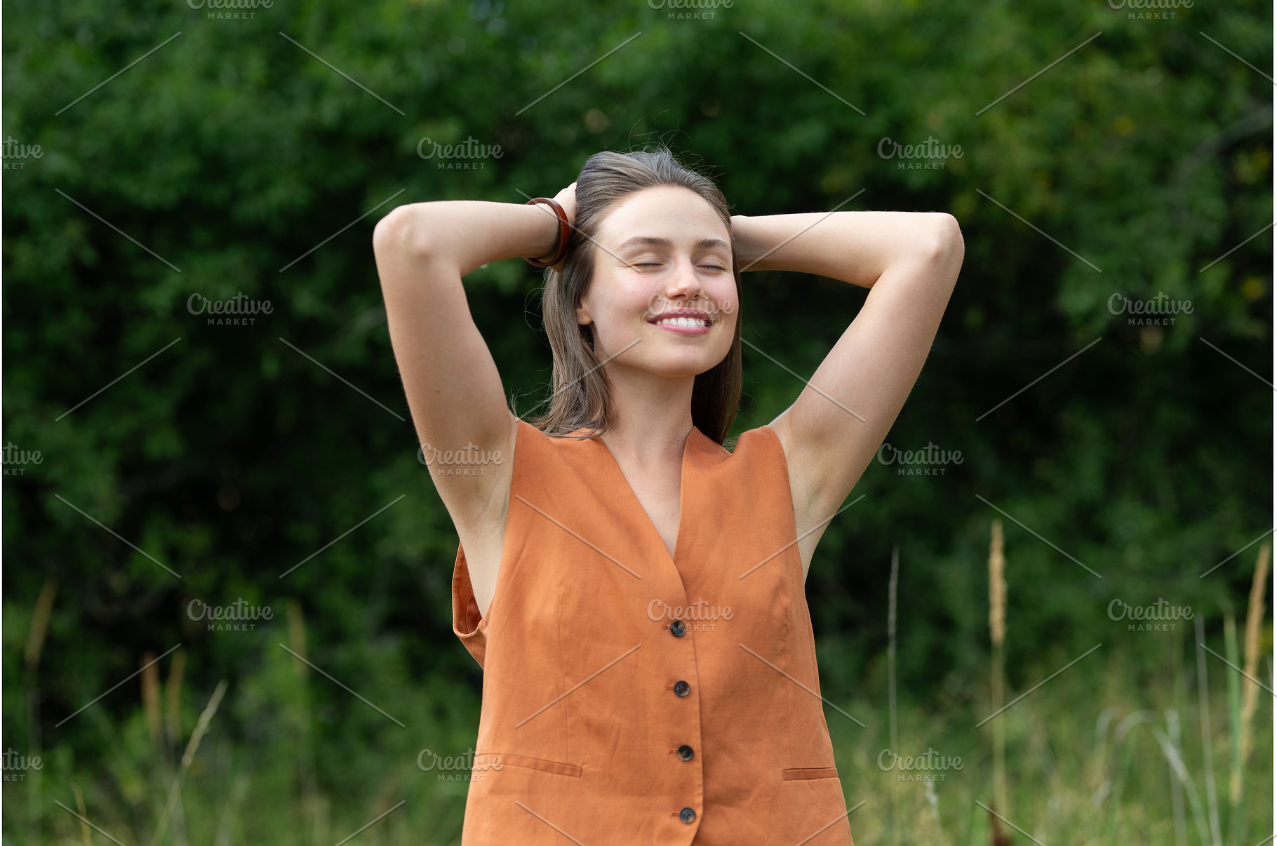 Peaceful moment for woman standing, a Person Photo by HalfPoint