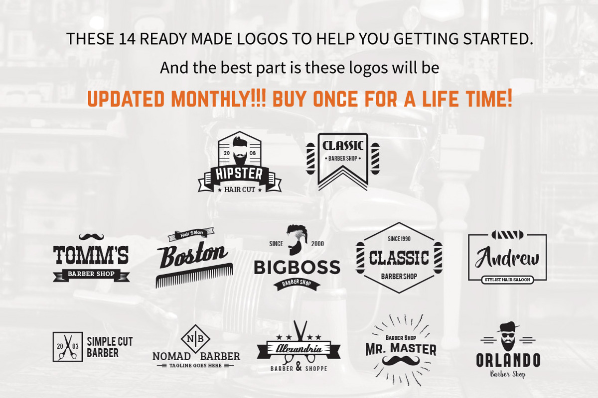Barber Shop Logo Kit + BONUS, a Branding & Logo Template by MockUpgrade (Photo 5 of 6)