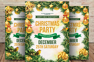 Christmas Party Invitation, a Flyer Template by graphicforest