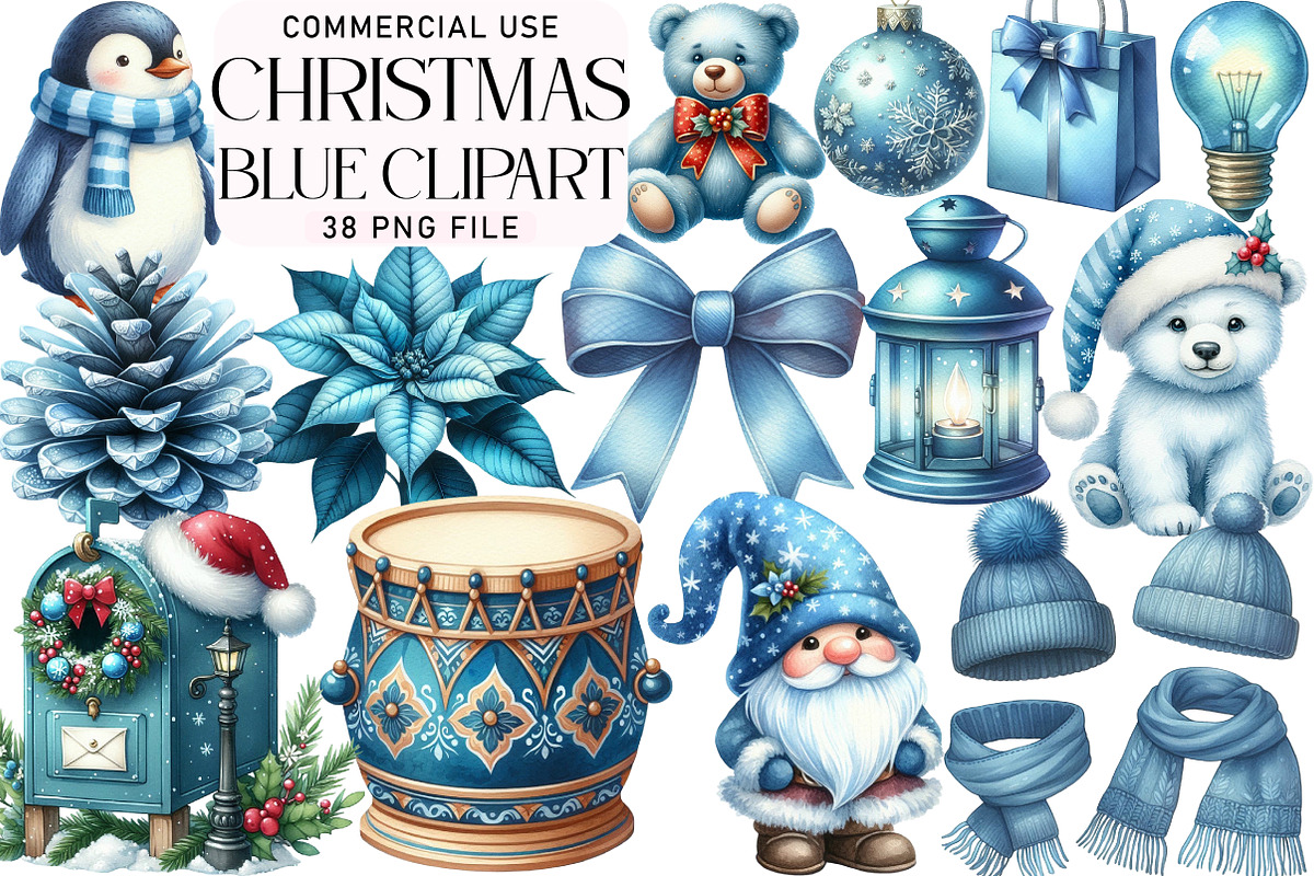 Christmas Blue Clipart PNG, an Illustration by Daily.Designs (Photo 1 of 5)