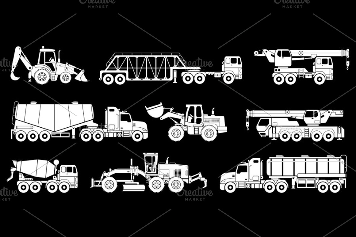 Big set of construction equipment, a Transportation Illustration by WINS Doodle shop (Photo 7 of 7)