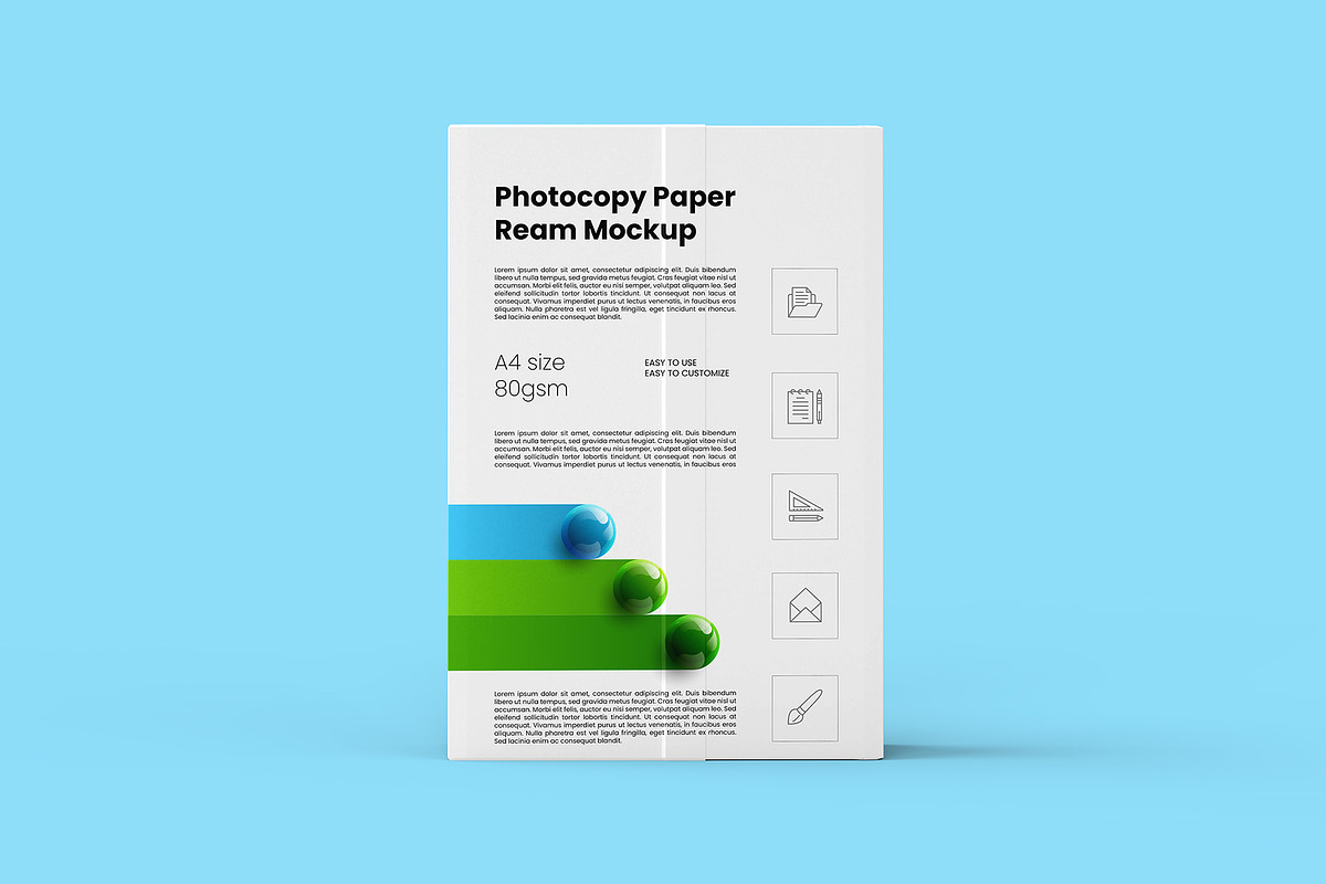 Photocopy Paper Ream Mockup, a Packaging Mockup by Illusiongraphic (Photo 10 of 20)