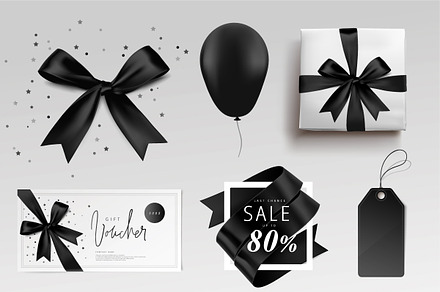 vector black friday bow gift set