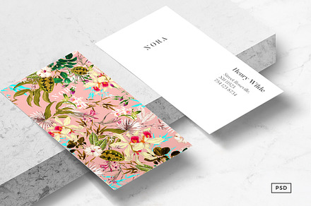 Nora Floral Business Card Template, a Business Card Template by The Wall Art Mockup Shop