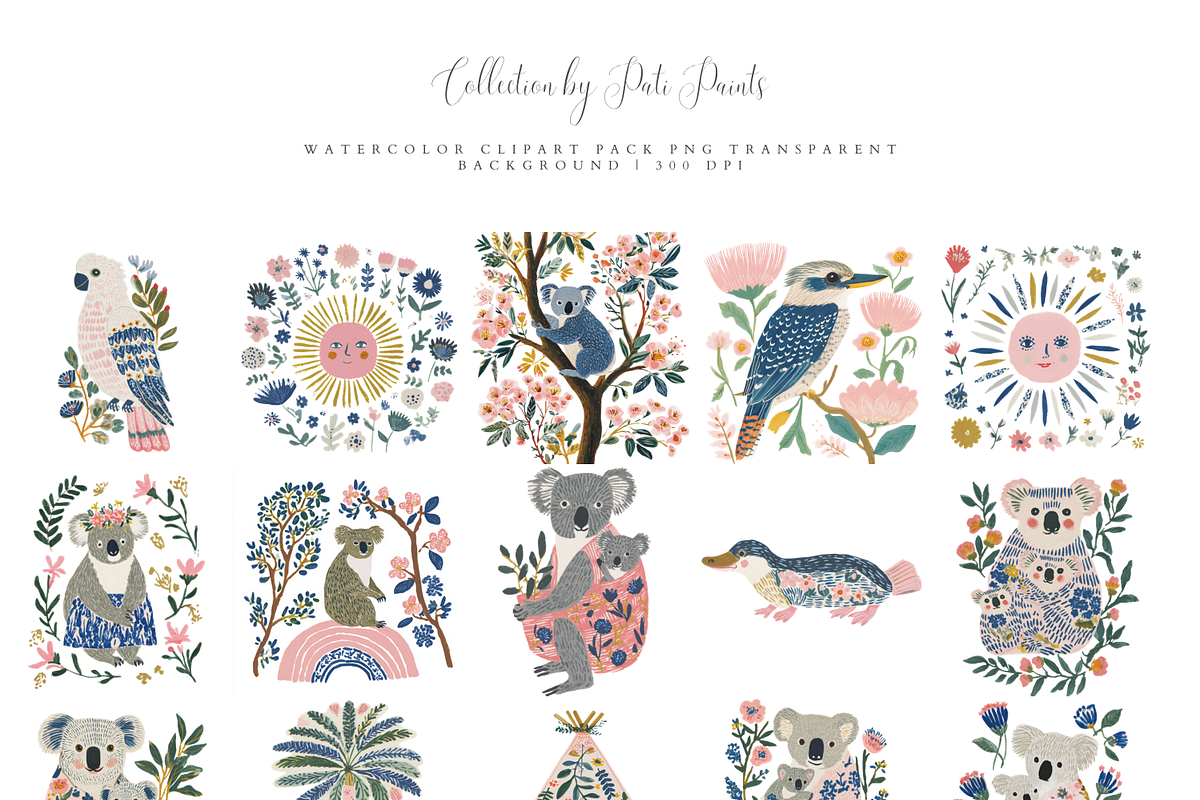 Aussie Clipart Set, a Decorative Illustration by Pati Paints (Photo 2 of 12)