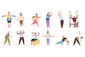 Seniors people exercises. Old man, a Sport Illustration by Stock-Smart-Start