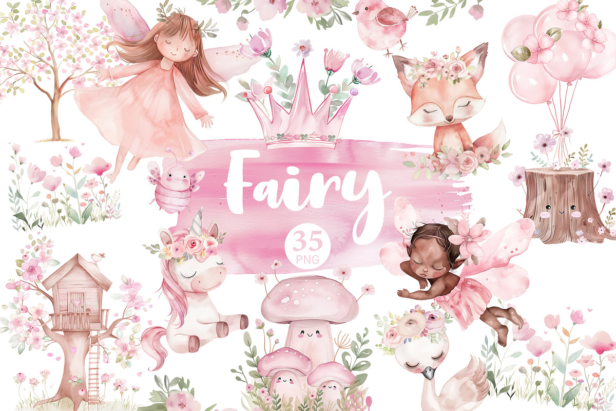 Fairy Clipart Bundle, an Animal Illustration by GlamArtZhanna (Photo 1 of 6)