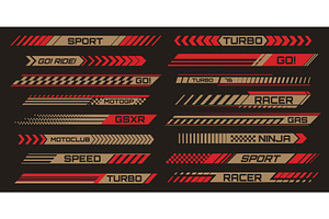 Racing stripe motorcycle sticker set, a Transportation Illustration by art PVP - market