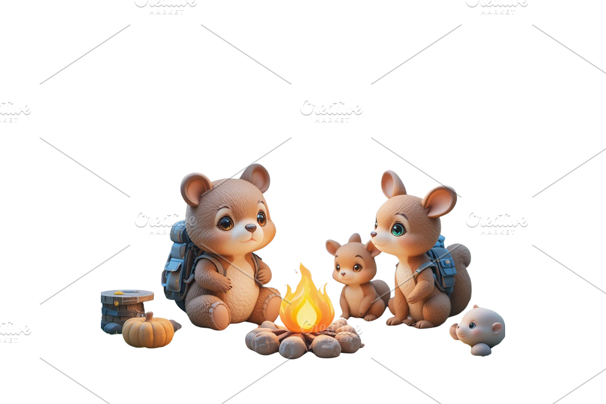 3D Camping Animal Clipart, a Seasonal Illustration by Creative design (Photo 2 of 7)