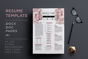 Floral CV template, a Resume Template by Chic templates (Thumbnail 1 of 4)