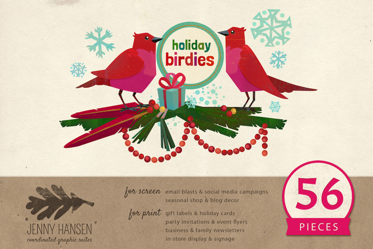 Graphics Bundle: Holiday Birdies, a Templates & Theme by Jenny Hansen Suites (Photo 1 of 5)