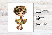 Watercolor Retro Girls Clipart, an Illustration by Canvas Craft (Thumbnail 8 of 8)