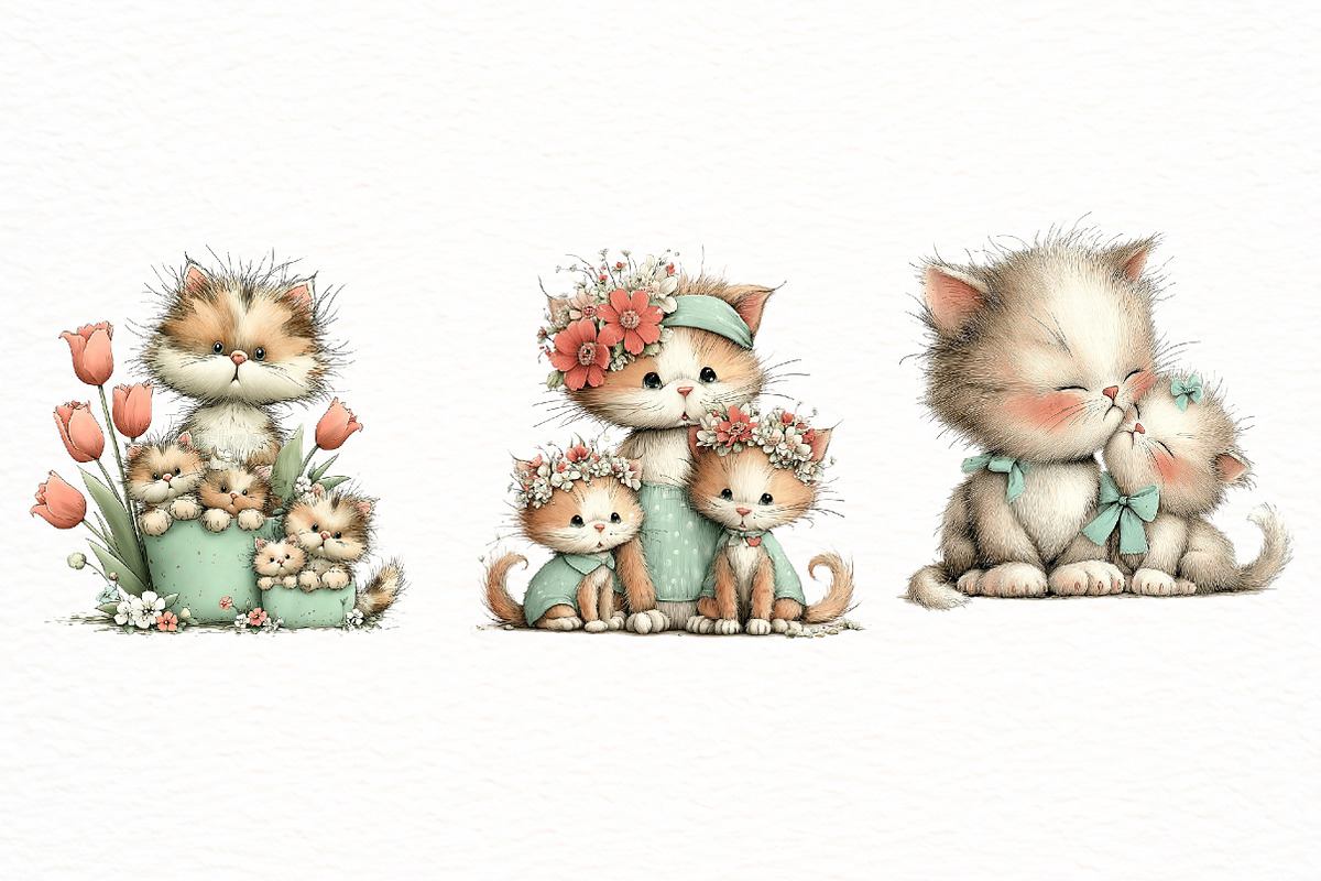 Whimsical mother's day cat clipart, an Illustration by Designworld (Photo 4 of 7)