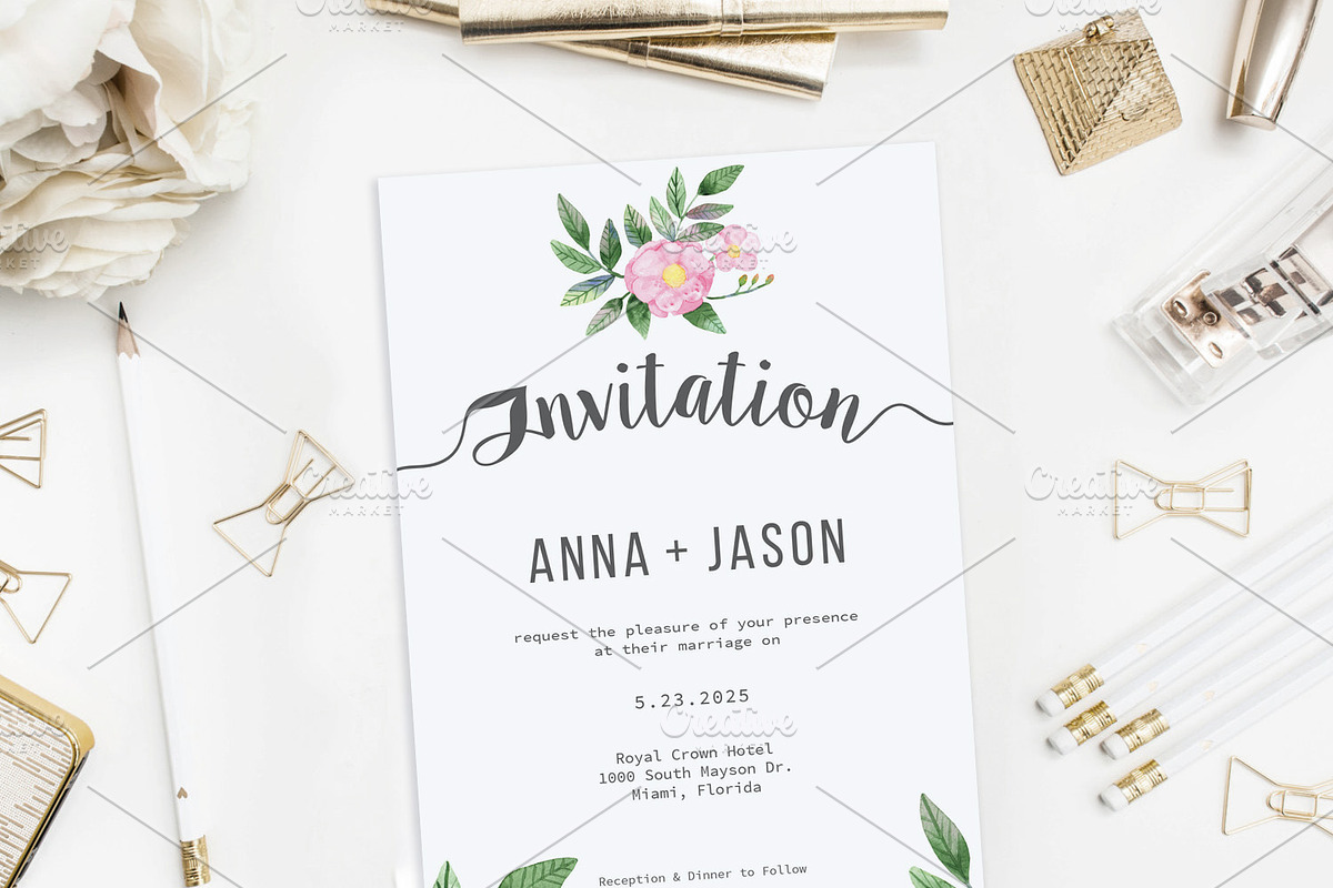 Rosehip Watercolor Wedding Invite, an Invitation Template by Love Design (Photo 3 of 7)