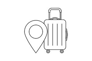 Suitcase with marker icon., a Transportation Illustration by incomible