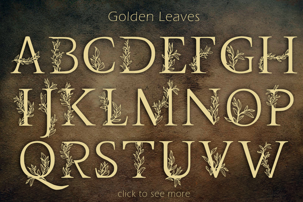 Golden Leaves - floral font preview 7
